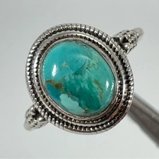 925 Sterling Silver 4ct Kingman Turquoise Ring Sz 8 Stunning New Statement