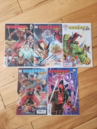 2024 DEADPOOL TEAM-UP #1-5; COMPLETE SET. ROB LIEFELD COVERS. NM.
