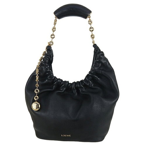 Loewe Squeeze Bag Small Black Mellow Nappa Leather Gold Chain Shoulder Bag 99
