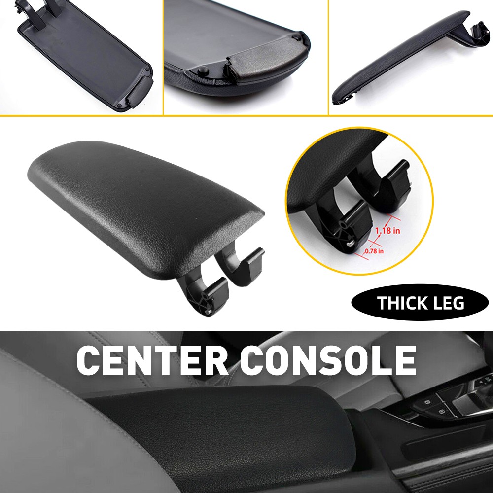 For 2004-20087 Audi A4 S4 B7 ABS+ Leather Center Console Armrest Cover Lid Black