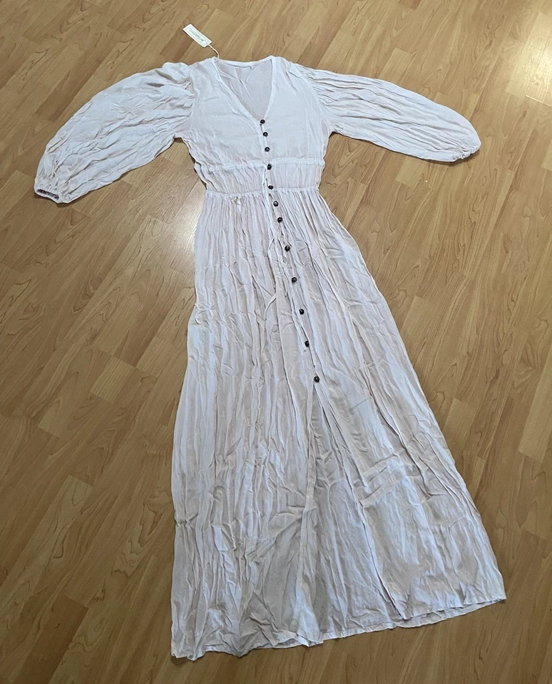 Vestido largo con botones con cordones blancos botín pirata Jens BOHO talla grande - Nuevo con etiquetas Foto 2 de 4