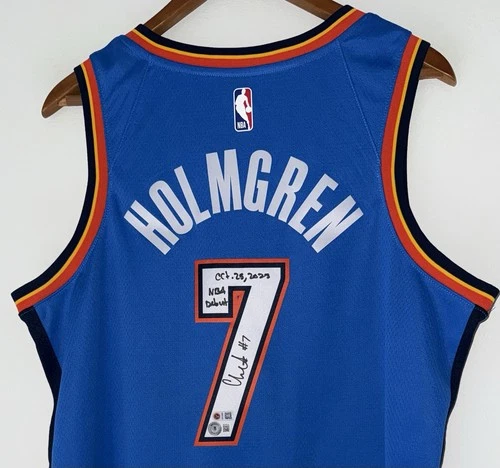 Chet Holmgren "NBA Debut Oct 25, 2023" Signed Nike Thunder Auto Jersey BAS USASM