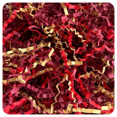 ShredAstic® Xmas Shredded Paper Mix burgundy red gold Crinkle Cut Zigzag