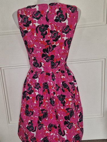 Oscar de la Renta Bright pink floral print cotton poplin dress. Size US 6 - Picture 4 of 6