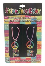 Friends 4 Ever Colorful Peace Sign Best Friends 2pc Necklace Set BFF Bestie