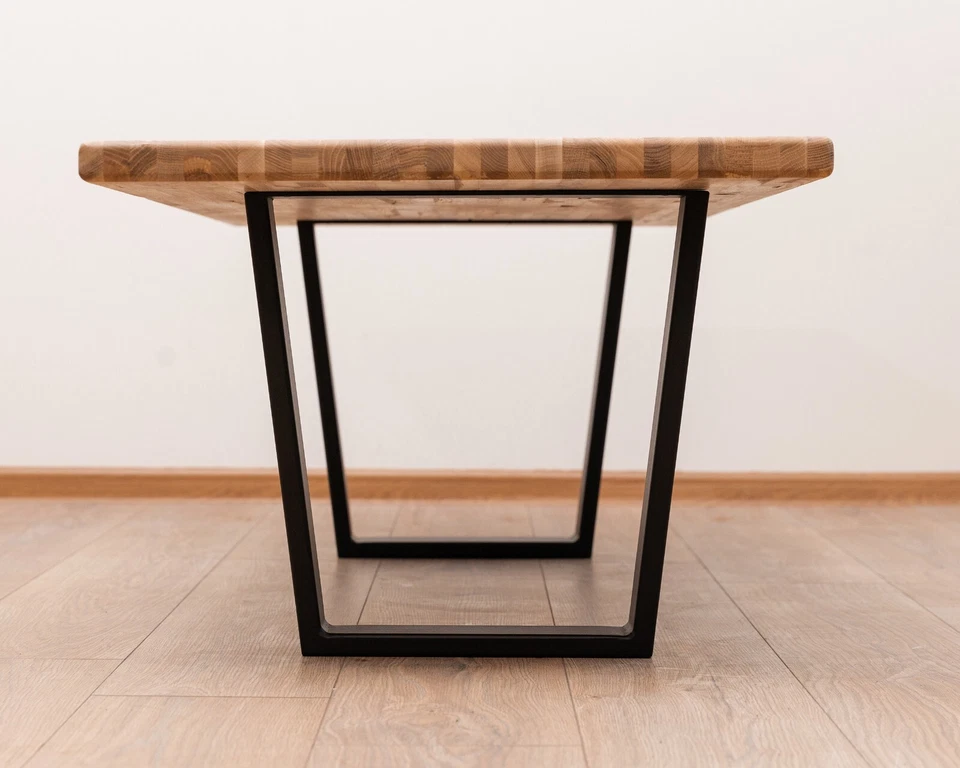 Solid Oak Coffee Table With Metal Legs, Modern Coffee table, Solid Wood, Oil Wax - Image 2 of 4