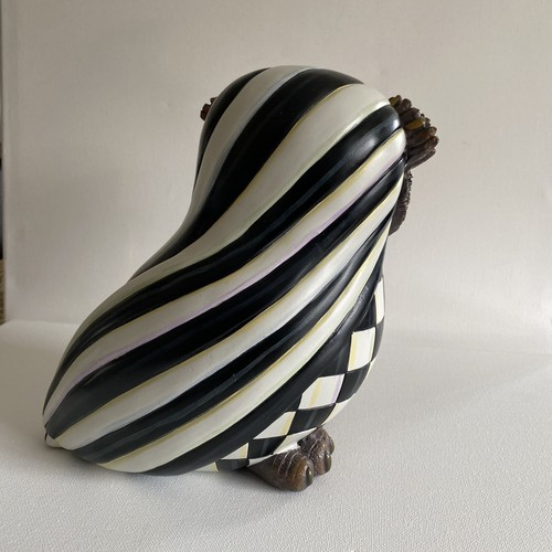 Mackenzie Childs Courtly Stripe and Check Large Owl 9 " Figure New - Picture 7 of 12