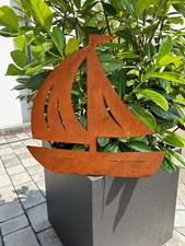 GARTENDEKORATION Segelboot Schiff METALL 42 x 40 CM RUST CORTEN FIGUR