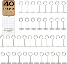 40 Pcs Table Number Place Card Holder, 3.3 Inch Picture Holders for Tables Na...