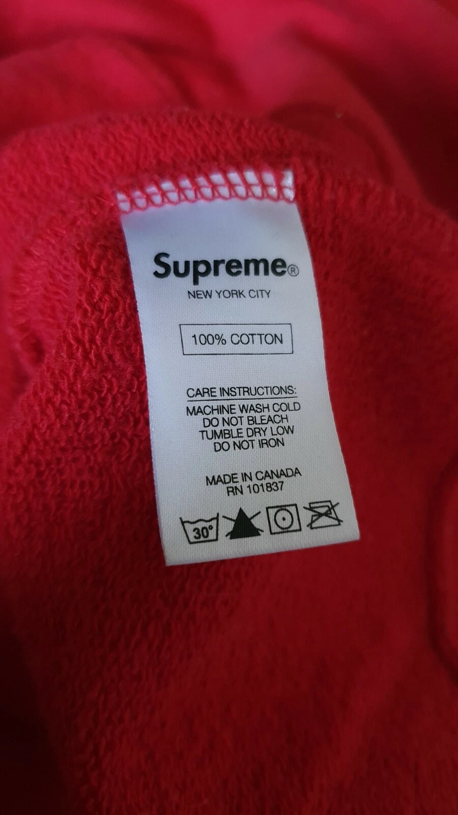 Felpa con cappuccio SS17 Supreme Small Box logo zip rossa L grande tono