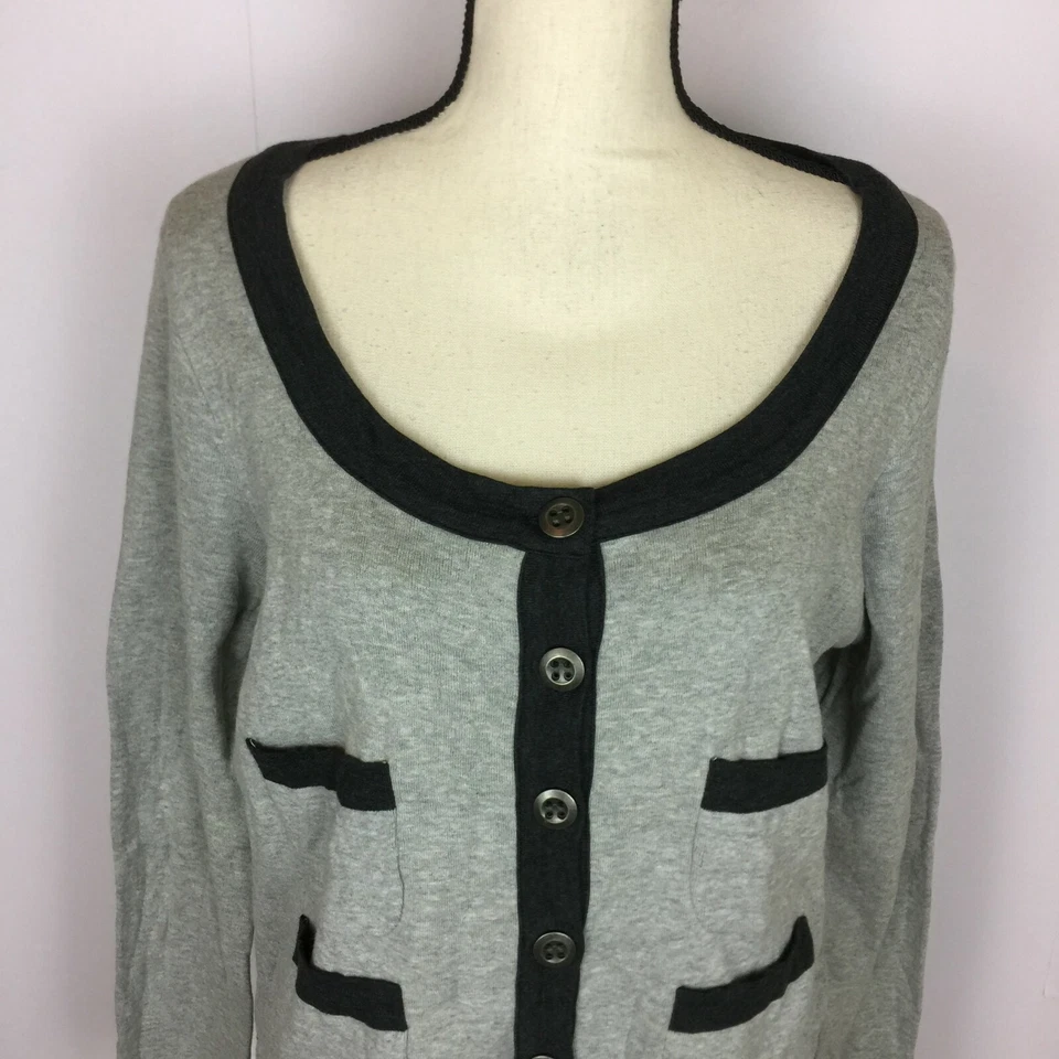 NWT Mac & Jac Cardigan Sweater Sz L Womans Charcoal Gray Black Knit Long Sleeve - Image 4 of 4