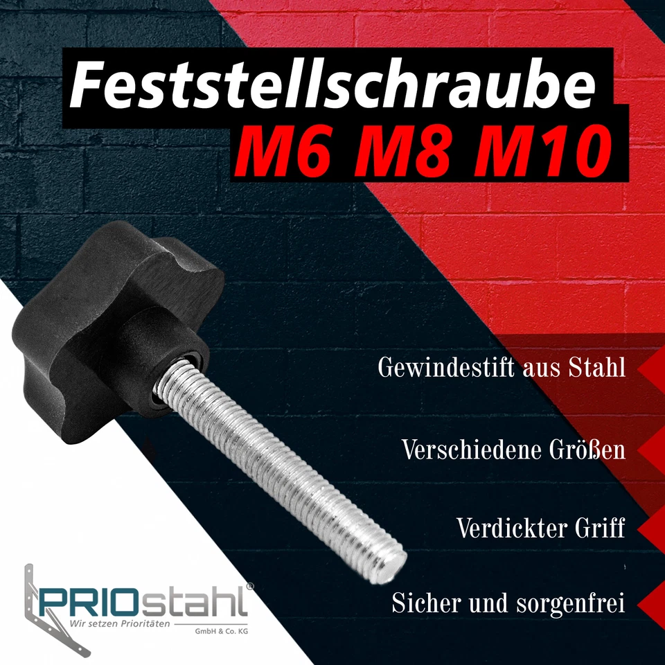 Feststellschraube Stellschraube Sterngriff M6 M8 M10 Klemmschraube Schraube - Bild 3 von 4