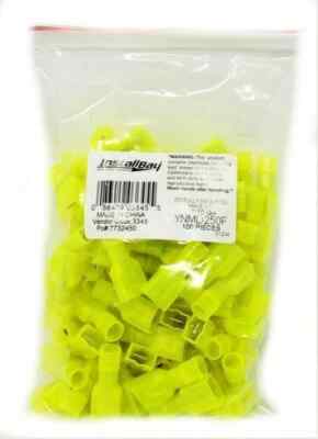 INSTALL BAY YNMD250F /Yellow Nylon Male Quick Disconnect 12-10 Gauge .250 /100PK