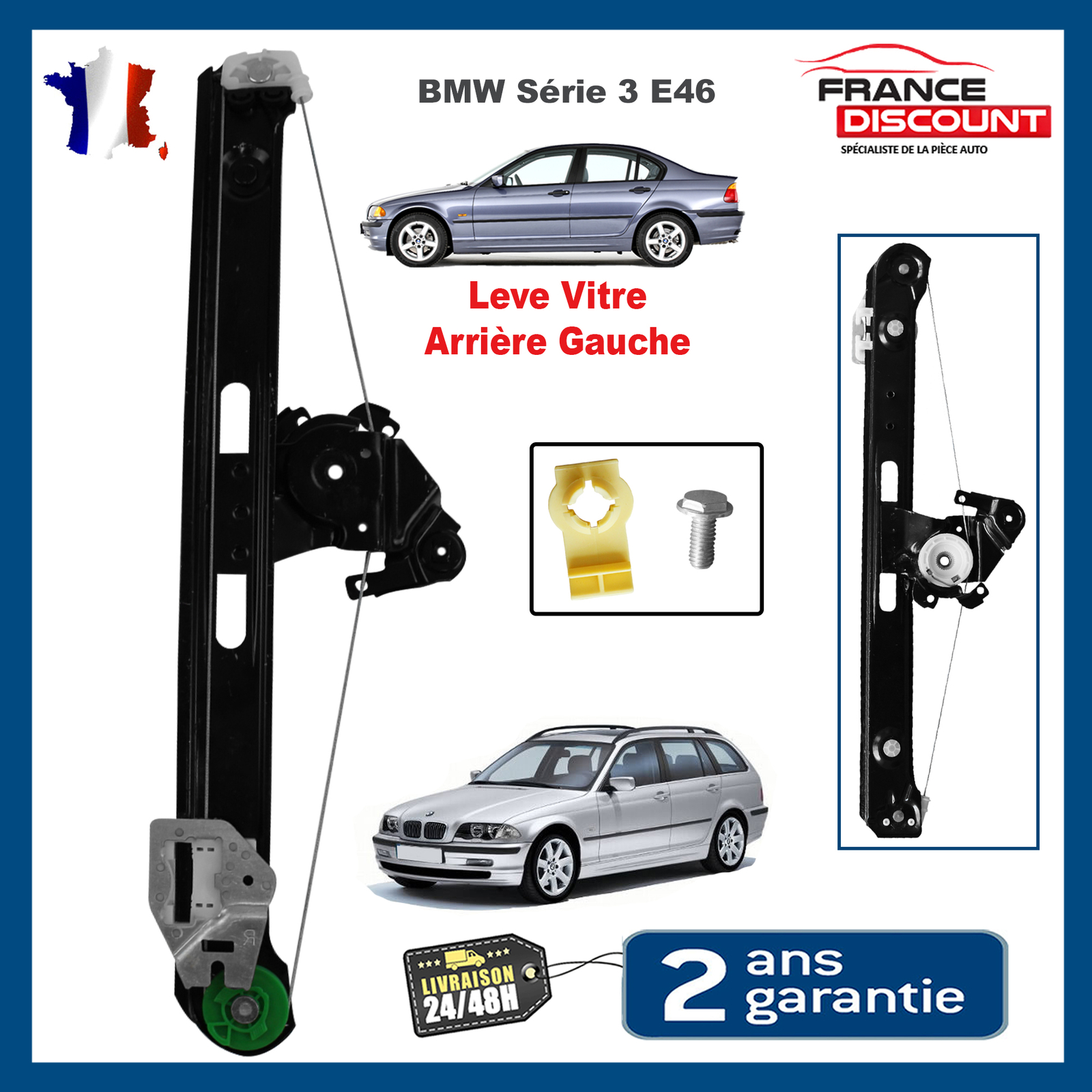 Lève-vitre arrière gauche E46 fluide et silencieux pour BMW Série 3 Touring