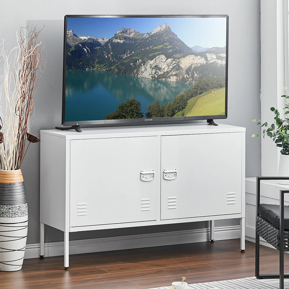Metal TV Stand Cabinet Cupboard Console Filing Storage Box Living Room Bedroom