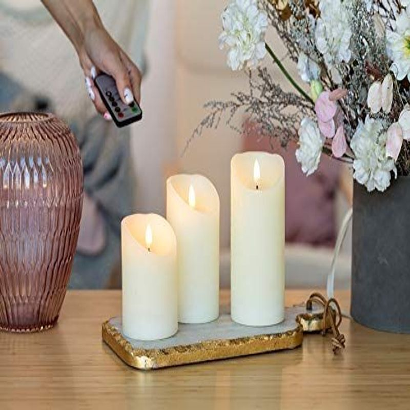 VENTA Set of 3 Realistic Flameless Ivory LED Candles with Remote 3x6 for sale online eBay