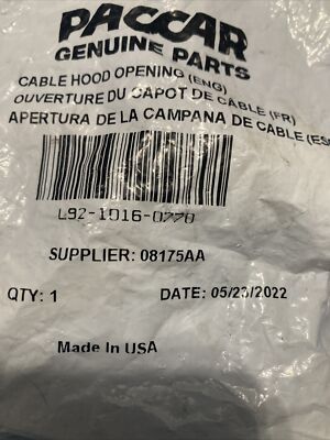 L92-1016-0770 PACCAR Cable Hood Opening, NEW | eBay