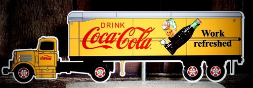 COCACOLA DELIVERY SEMI SIGN PORCELAIN COLLECTIBLE, RUSTIC, ADVERTISING 