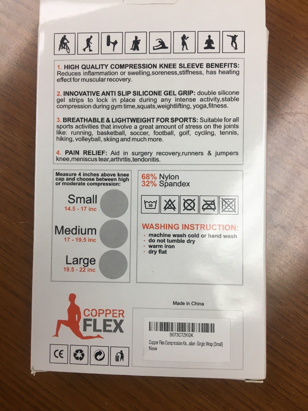 Copper Flex Knee Brace Athletic Cross Sports Compression Knee Sleeve