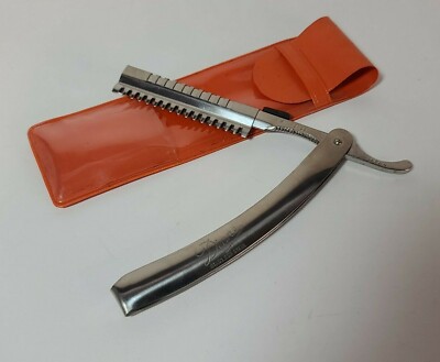 Vintage Diane Stainless Steel Folding Straight Razor Trimmer Japan Vinyl Case