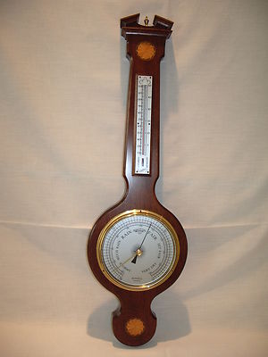 RUSSELL SCIENTIFIC INSTRUMENTS ANERIOD 6'' DIAL MAHAGONI BANJO BAROMETER