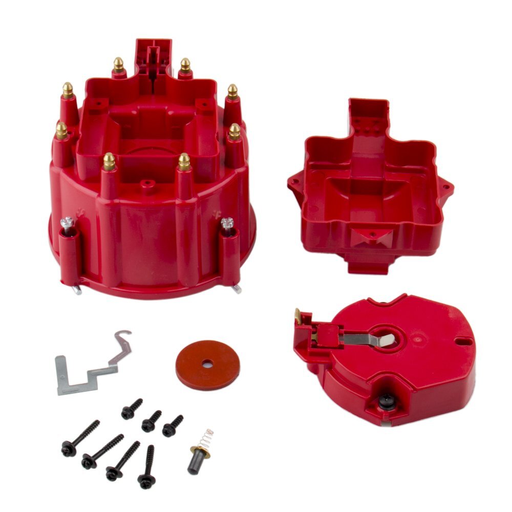 Red Male HEI Distributor Cap Coil Rotor For SBC BBC 305 350 454 Chevy