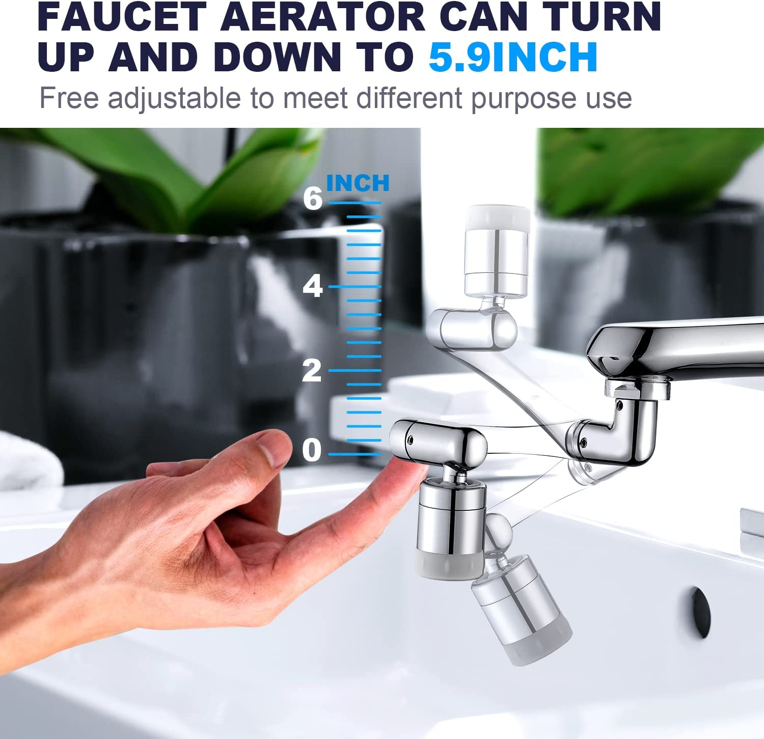 2 Pack Swivel Faucet Extender, 1440° Universal Sink Water Aerator, 2