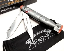 Air Force Flying Tiger Spitfire Shark Bomb Pocket Knife EDC Two Blade Slipjoint