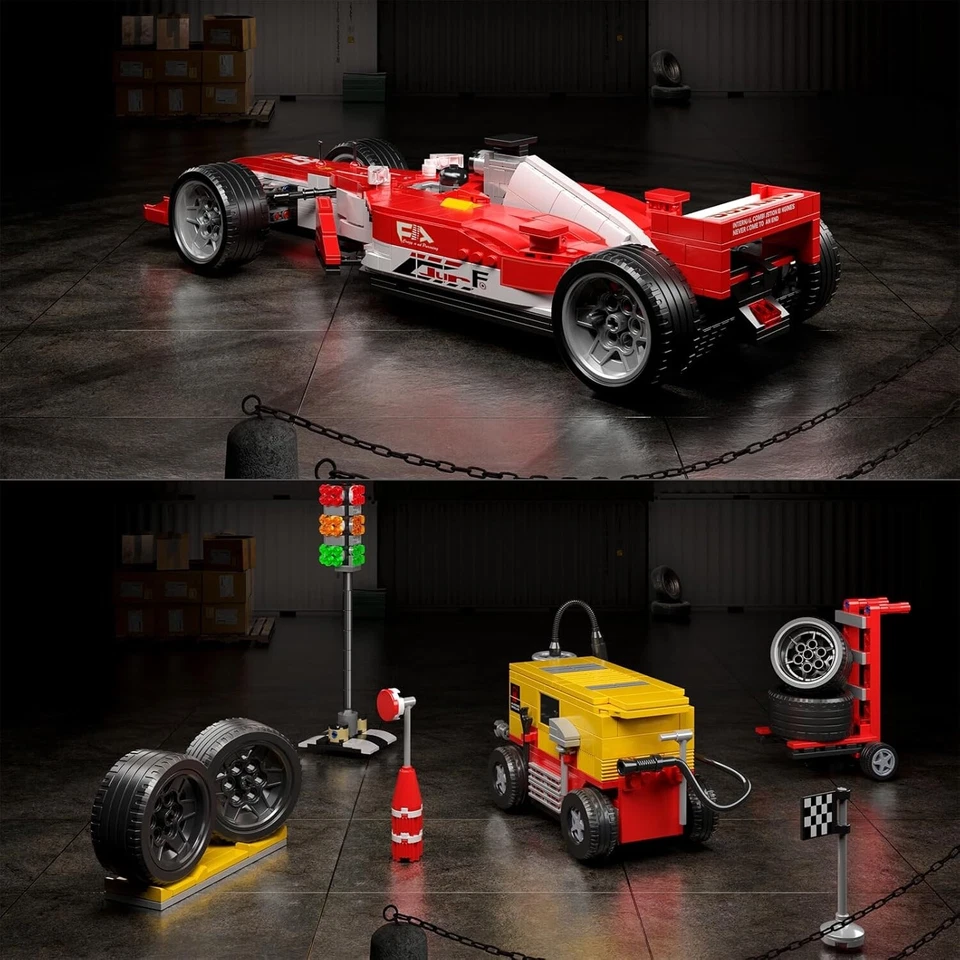 Mould King 10035 F1 Pit Stop Scene Model Building Set Race Car Toy Set 1,603 Pcs - Image 4 of 4