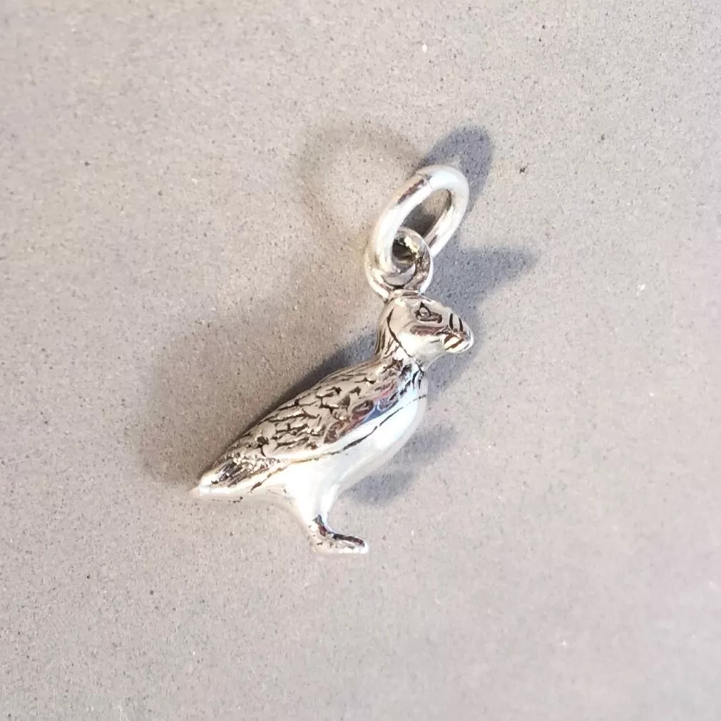 925 Sterling Silver 3 D PUFFIN CHARM Bird Alaska Maine Ireland