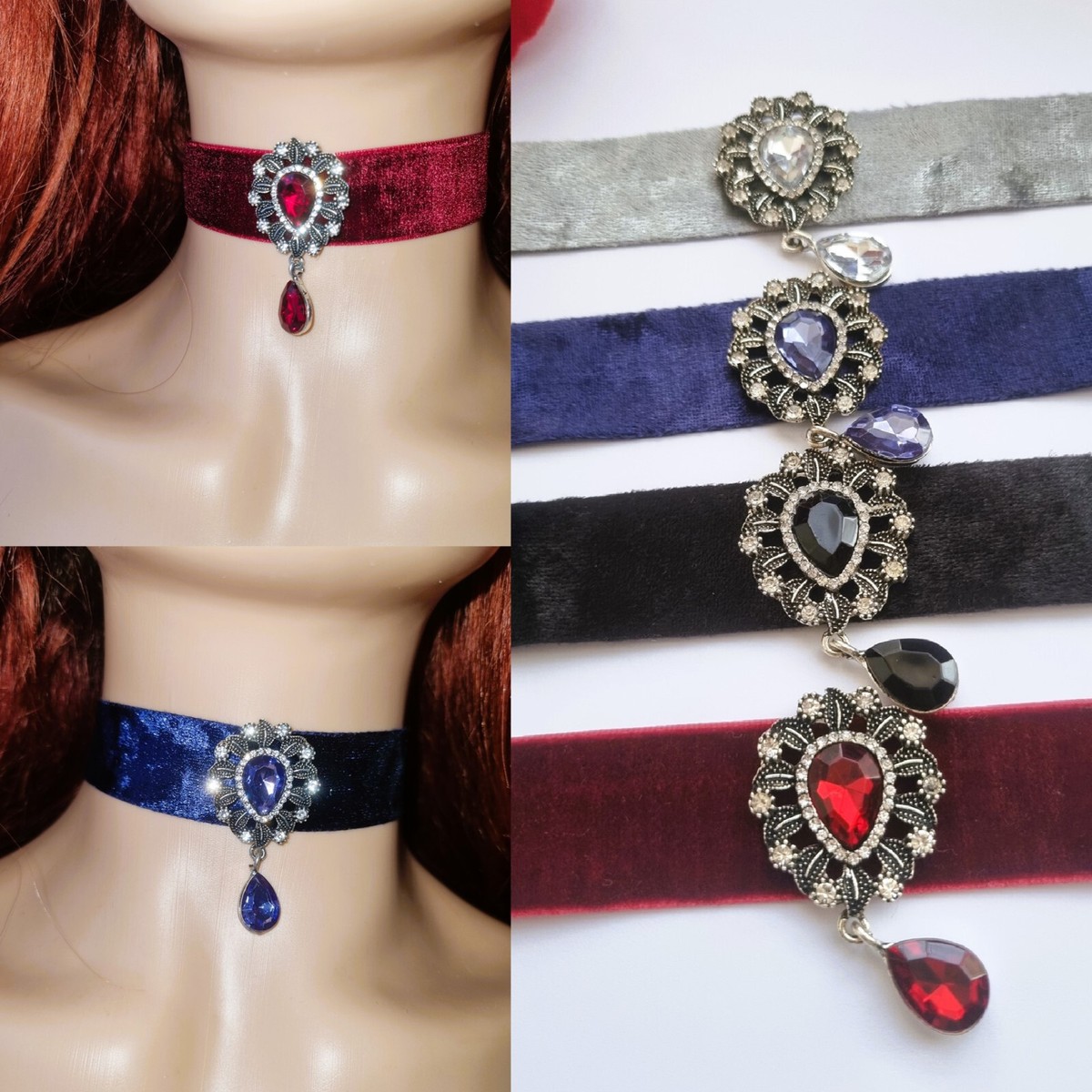 Velvet Necklace Choker Pendant Dangle Classic Vintage Gothic