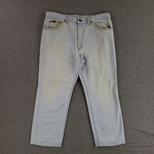 VINTAGE Lee 36x26 USA MADE Jeans Faded Light Wash Retro 80s 90s Shortened