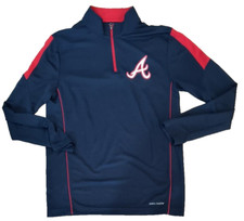 Majestic COOL BASE MEN Medium MLB Atlanta Braves Quarter-Zip Light Pullover