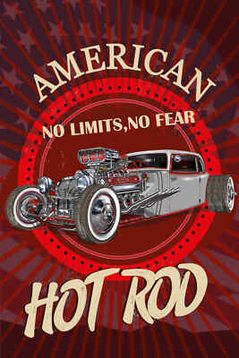 Holzschild 18x12 hot rod Auto no limits no fear Wand Deko Bar Kneipe Sammler Ges