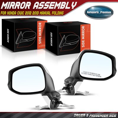 Right Side Power Mirror For Honda Civic 2012-2013 – Heated, Manual Fold, 5-Pin – White