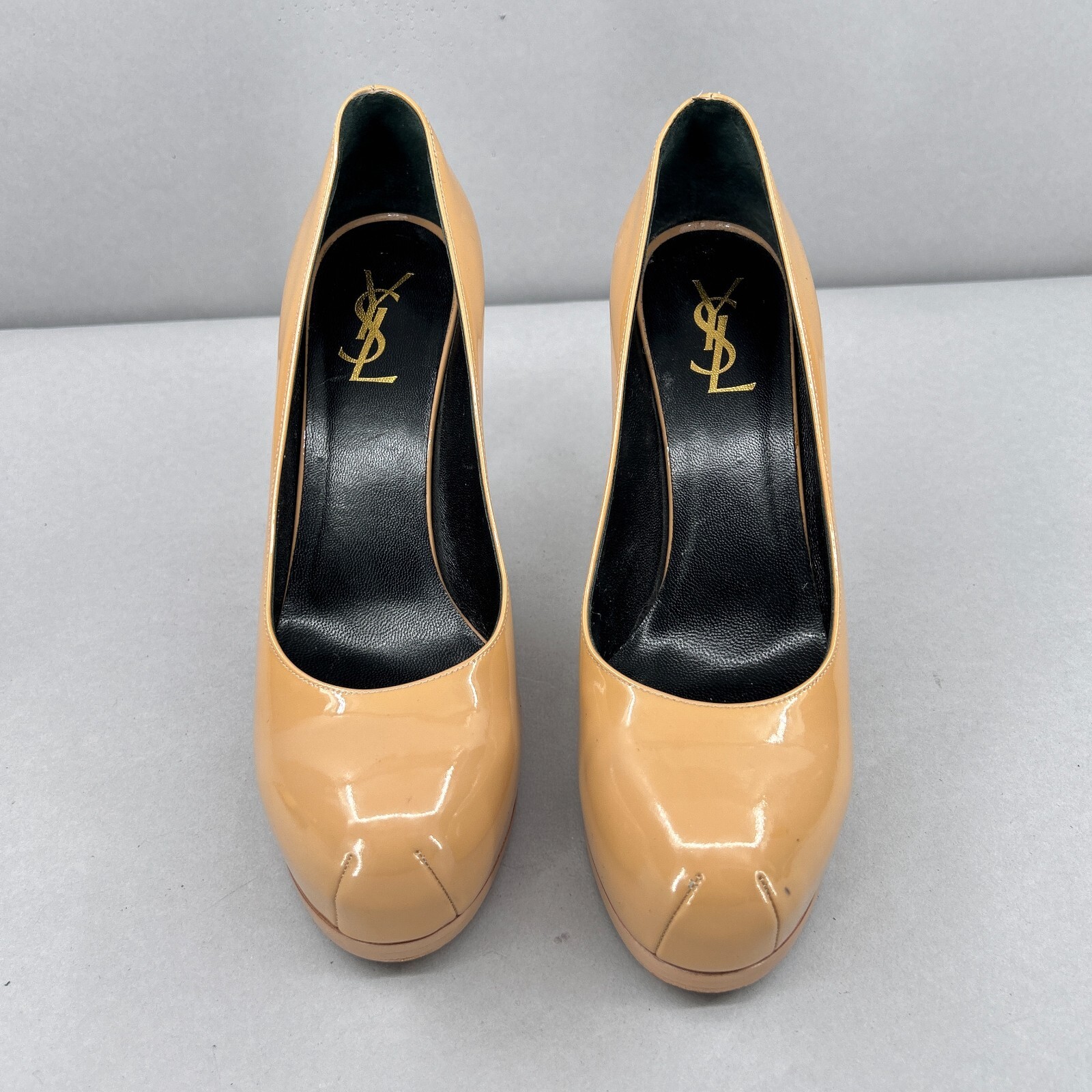 SAINT LAURENT Tacchi YSL Nudo Pelle Verniciata Tribtoo Platform Pump EU 38 5 US 8 5