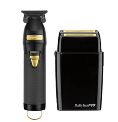 BaByliss PRO Black Gold Cordless Hair Trimmer + Black Shaver Combo