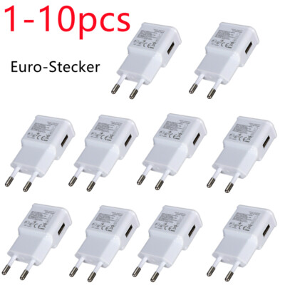 1-10pcs Ladegerät 2A USB Euro-Stecker Netzstecker für Tablet Handy Smartphone CE