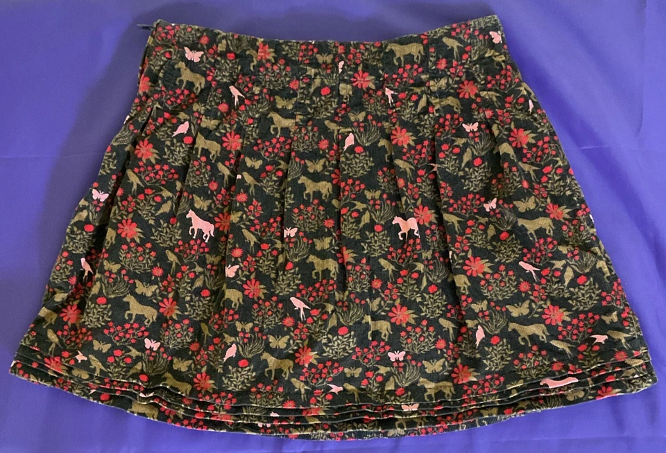 Lands’ End Girls Pleated Corduroy Adjustable Waist Skort Horse/Flower Print Sz 6 - Image 2 of 4