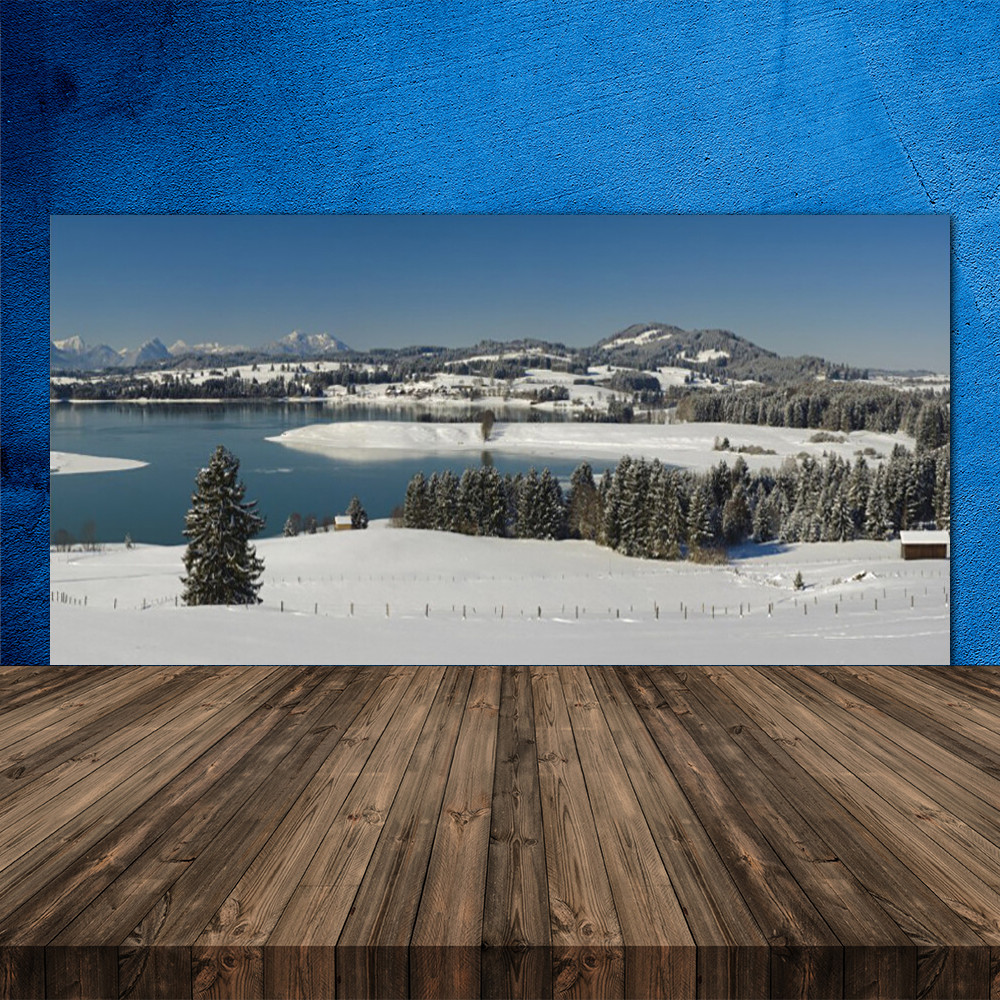 Crédence en verre paysage de neige 120x60 pour une cuisine lumineuse et épurée