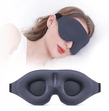 Gray 3D Sleeping Eye Mask Blackout Soft Memory Foam Eye Cover for Side Sleeper