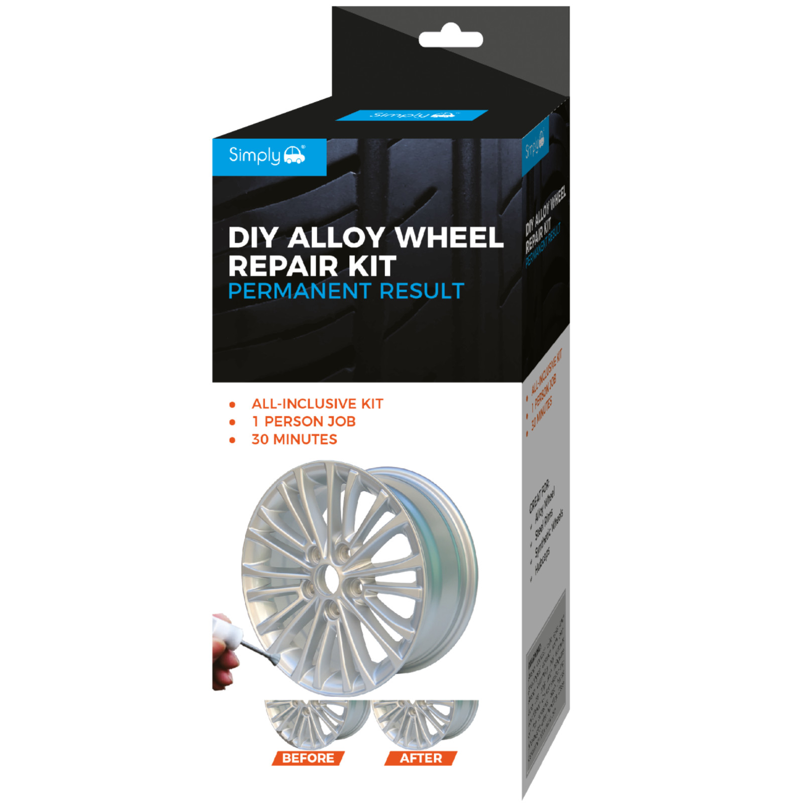 Simply Auto Alloy Wheel Repair Kit Scratches Slight Dents Sanding Marks Fix