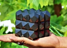 110MM Natural Black Tourmaline Crystal Cube Healing Chakra Gemstone 54 Pyramids