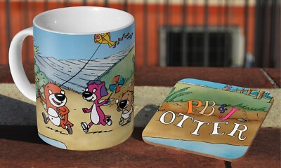 PB&J Otter 90er Cartoon - Keramik Kaffee-/Teetasse + passender Untersetzer