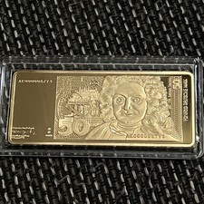 50 DM Kupferbarren Vergoldet DM Schein 40 Gramm