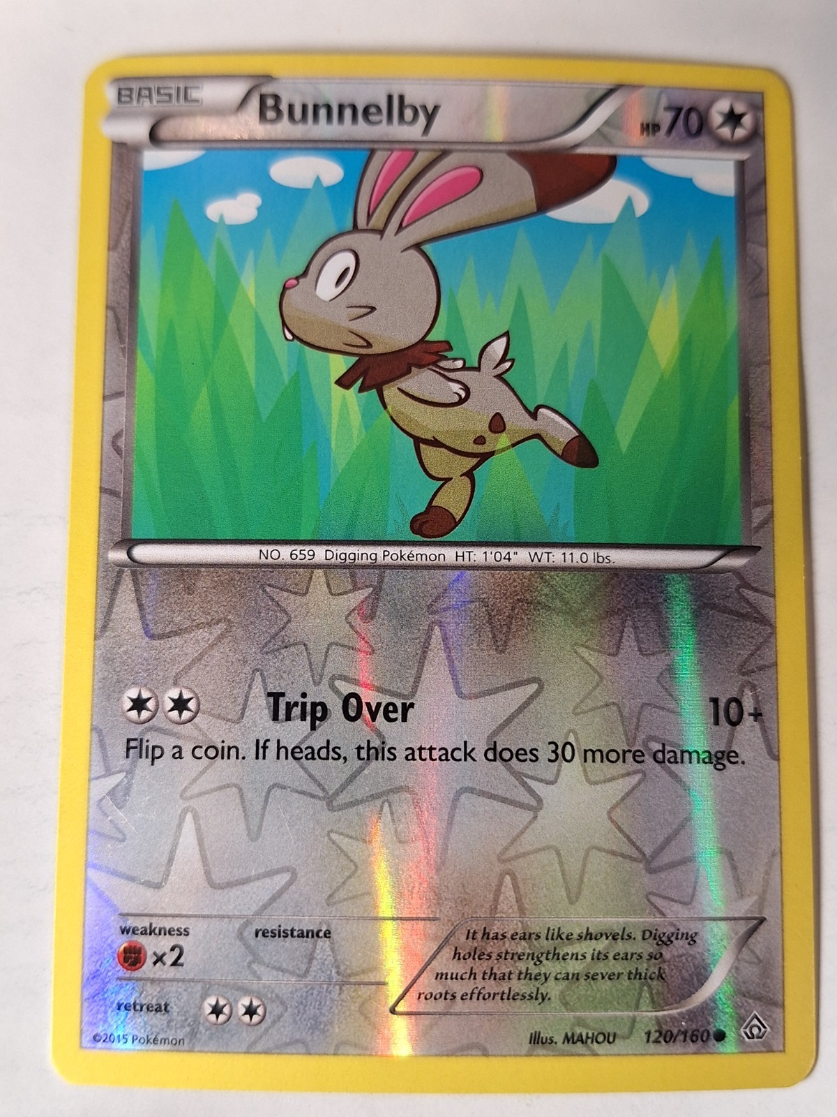 Bunnelby - 120/160 XY Primal Clash Reverse Pokemon Holo Foil Nice!