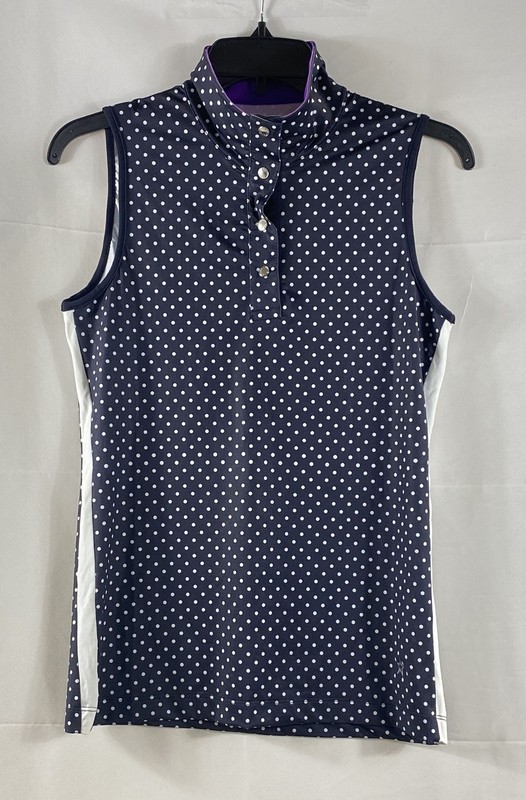 Lohla Sport Women's Polka Dot Sleeveless Golf Tennis Top Navy Blue NWT Sz S