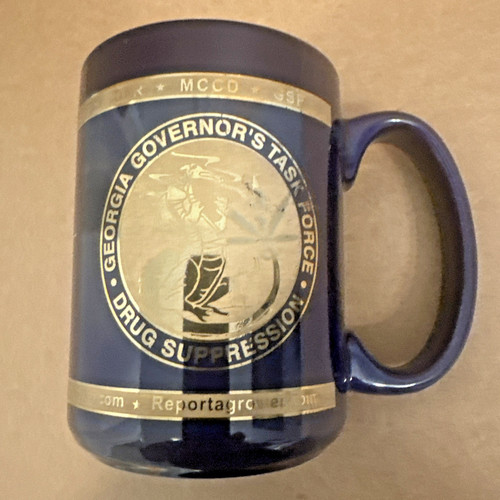 Georgia Governors Drug Suppression Task Force Coffee Cup Mug Cobalt Blue Gold