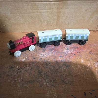 THOMAS Wooden Railway Rheneas & 2x Narrow Gauge Passenger Car Coach RARE - Image 1 of 4