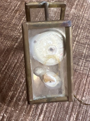 Vintage Diorama Ornament Wood Snowman and Tree in Glass Rabbit Brass Trim - Picture 4 of 4